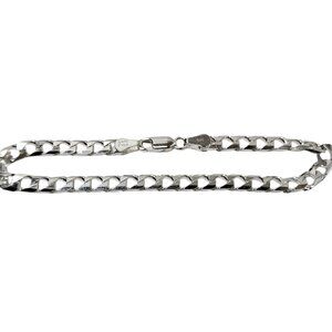 Mens 925 Silver square curb Link bracelet